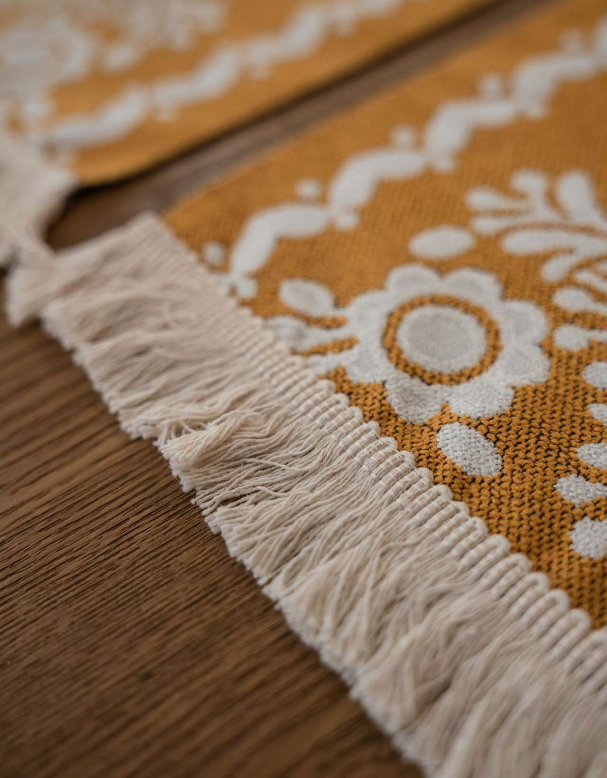 Vintage Jacquard Yellow Table Runner | Placemats