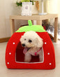 Niche pour chien amovible et lavable en forme de fraise