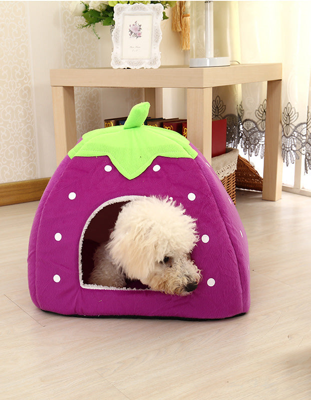 Washable Strawberry-Shaped Detachable Dog House